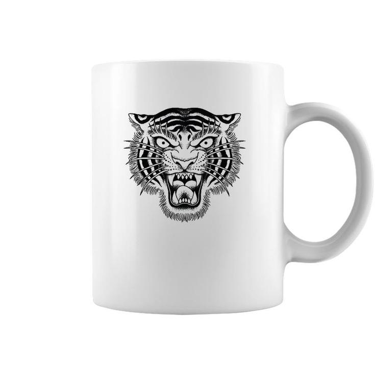 Tiger Head Traditional Tattoo Art Graphic Coffee Mug