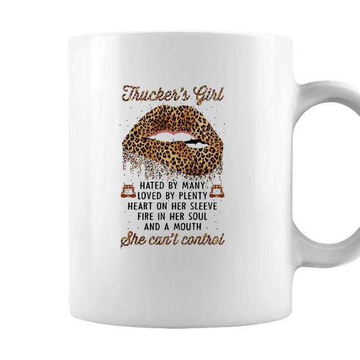 Truckers Girl Hated By Many Loved By Plenty Leopard Lips Coffee Mug