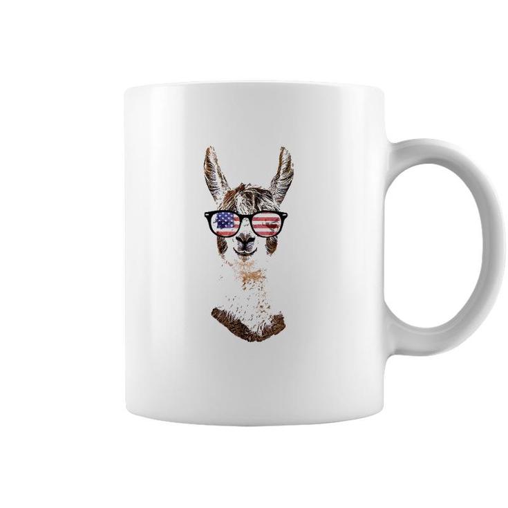 Usa America Llama Patriotic July 4 Sunglasses Funny Coffee Mug