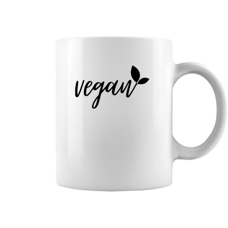 Vegan With Leaf Plant Based Vegan Gift Coffee Mug