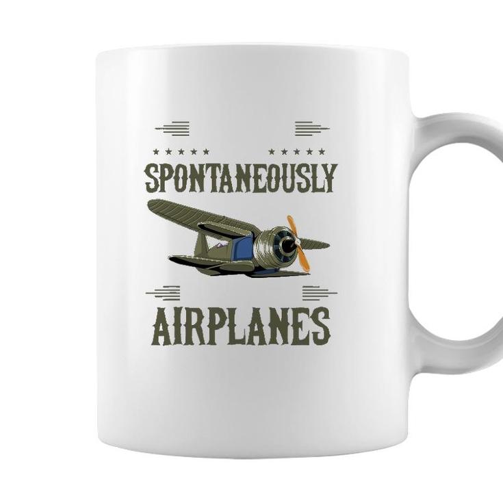 Warning May Spontaneously Talk About Airplanes Pilot Coffee Mug