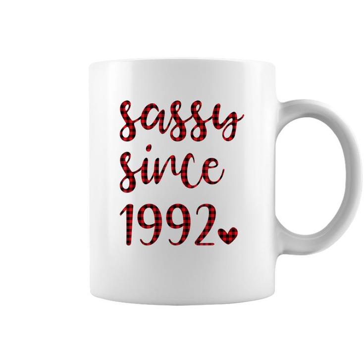 Women Vintage Sassy Since 1992 Buffalo Plaid Birthday Party  Coffee Mug