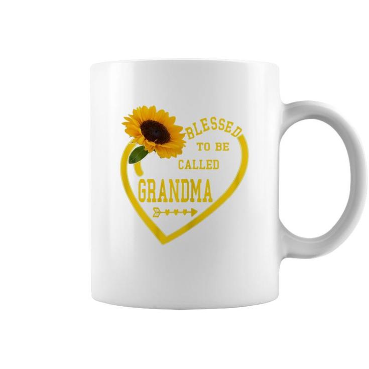 Womens Blessed To Be Called Grandma Mothers Day Sunflower Hearts  Coffee Mug