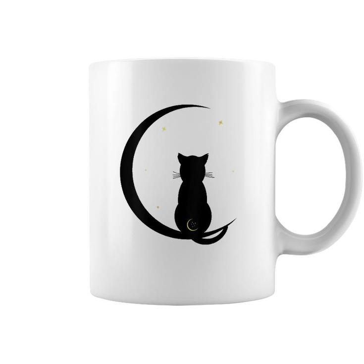 Womens Double Moon Cat V-Neck Coffee Mug