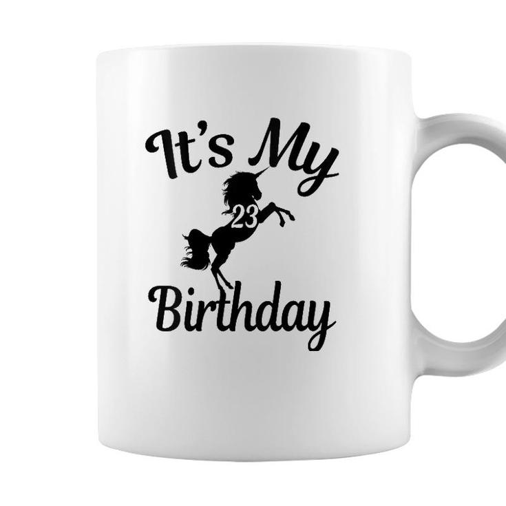 Womens Its My 23Rd Birthday Unicorns 23 Years Old B-Day Gifts V-Neck Coffee Mug