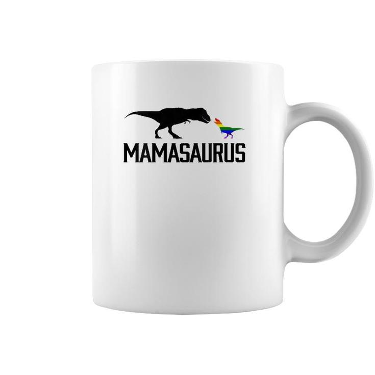 Womens Mamasaurus Lgbt Mom Rainbowrex V-Neck Coffee Mug