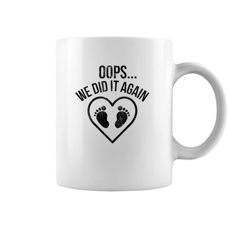 Womens Oops We Did It Again  Funny Pregnancy Baby Announcement V-Neck Coffee Mug