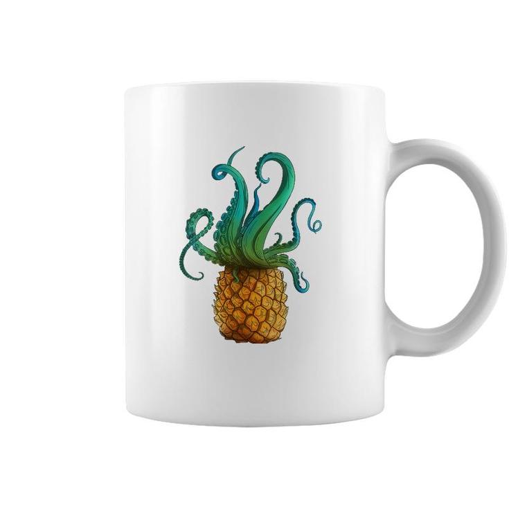 Womens Pineapple Octopus Funny Summer Tee V-Neck Coffee Mug