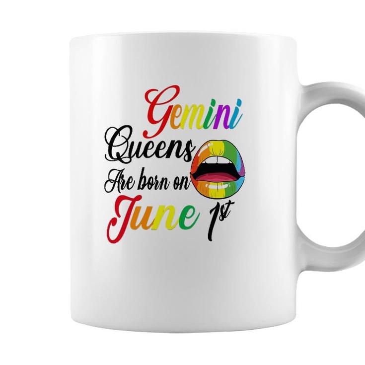 Womens Rainbow Lip Queens Are Born On June 1St Gemini Birthday Girl Coffee Mug