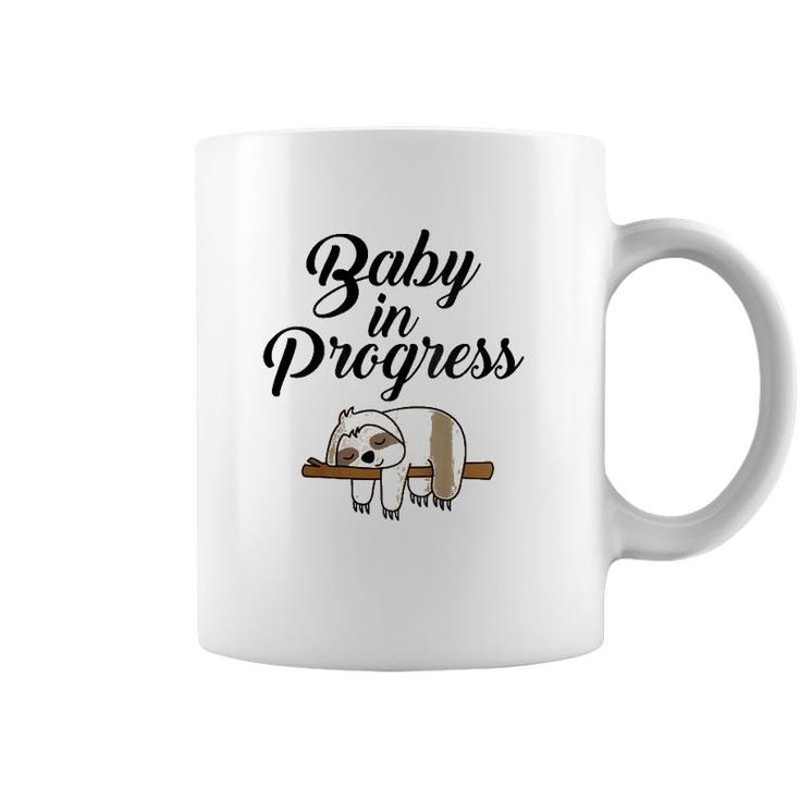 Womens Sloth Pregnancy Outfit For Pregnant Soon Moms Baby Belly Raglan Baseball Tee Coffee Mug