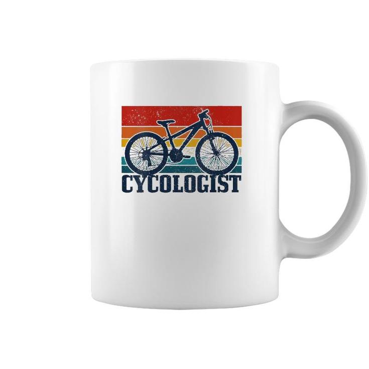 Womens Vintage Cycologist Mountain Bike Mtb Cycling Funny Gift V-Neck Coffee Mug