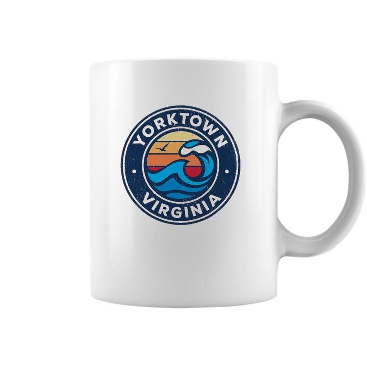 Yorktown Virginia Va Vintage Nautical Waves Design Coffee Mug