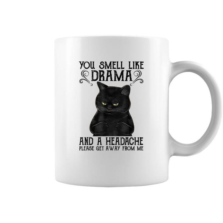 You Smell Like Drama And A Headache Black Cat  Coffee Mug