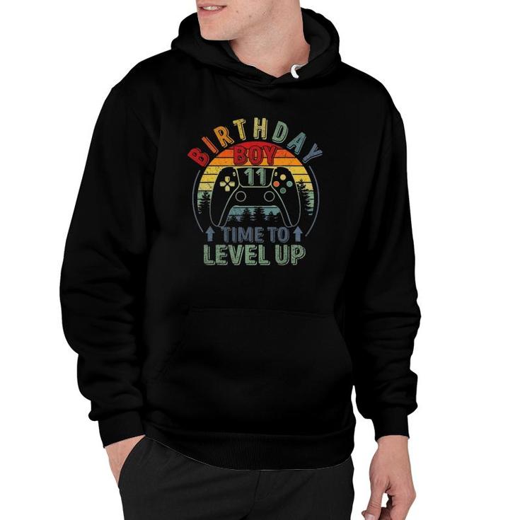11Th Birthday Boy 11 Years Old Birthday Boy Time To Level Up Hoodie