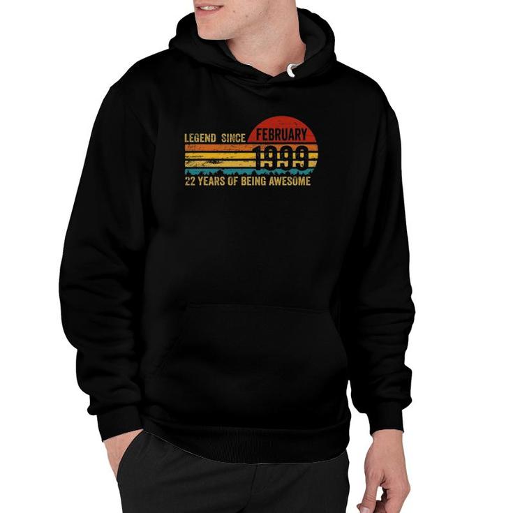 22 Years Old Retro Birthday Gift Legend Since February 1999 Ver2 Hoodie