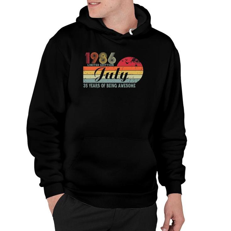35 Years Old Birthday Awesome Since July 1986 Birthday Hoodie