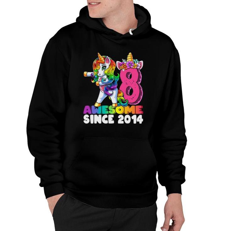 8 Awesome Since 2014 Flossing Unicorn 8Th Birthday Girls Hoodie