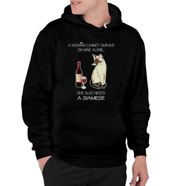 A Woman Cannot Survive On Wine Alone She Also Needs A Cat Hoodie