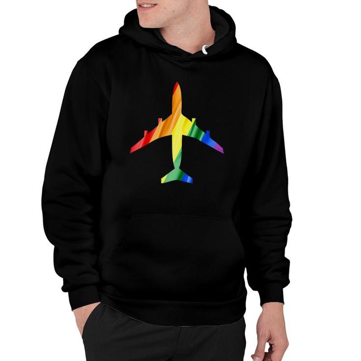 Airplane Rainbow Gay Flag Flight Attendant Hoodie