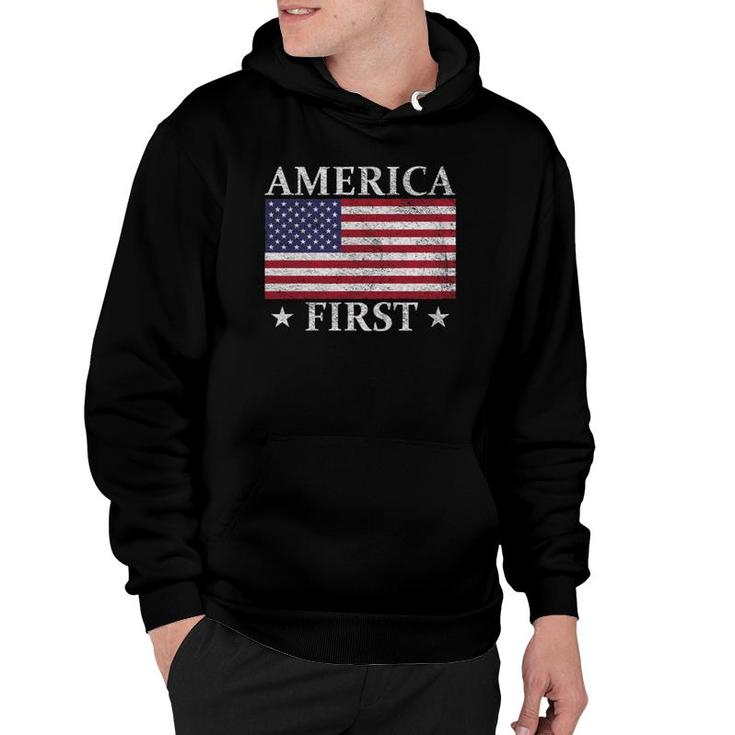 America First Usa American Flag Patriot Stars And Stripes Hoodie