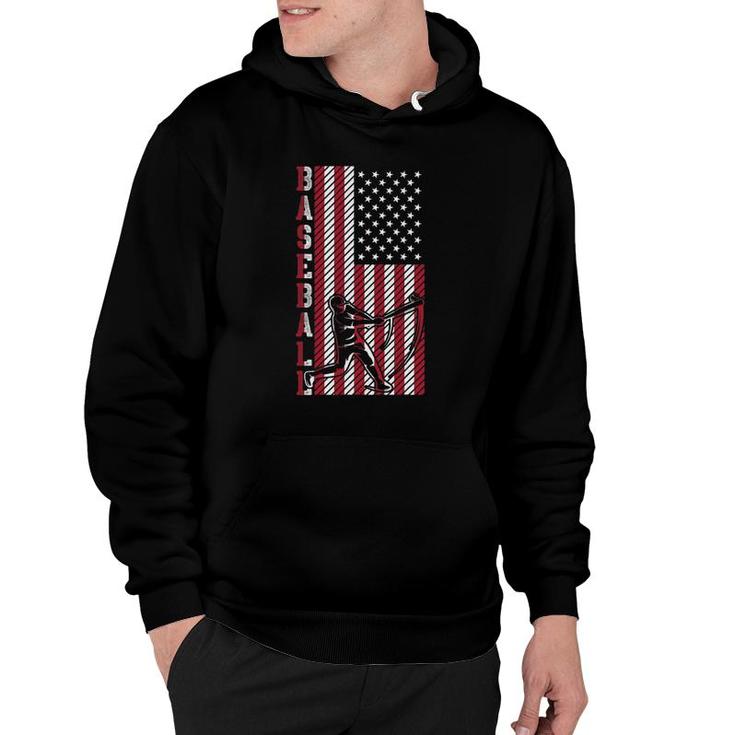 American Sport Batter Usa Flag Baseball Player Baseball Hoodie