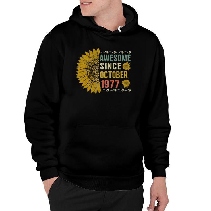 Awesome Since October 1977 Flower 44 Years Old 44Th Birthday Gift Hoodie