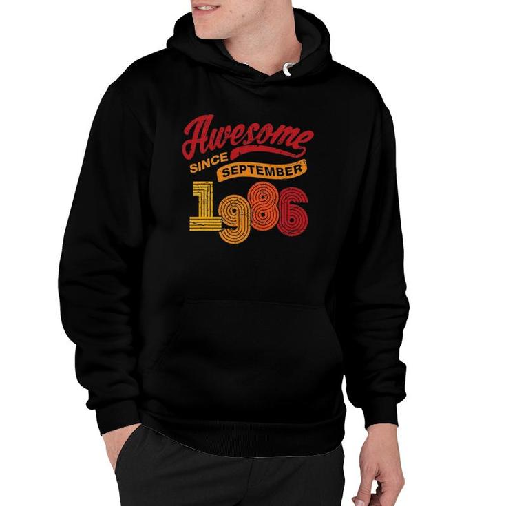 Awesome Since September 1986 35 Years Old 35Th Birthday Gift Hoodie