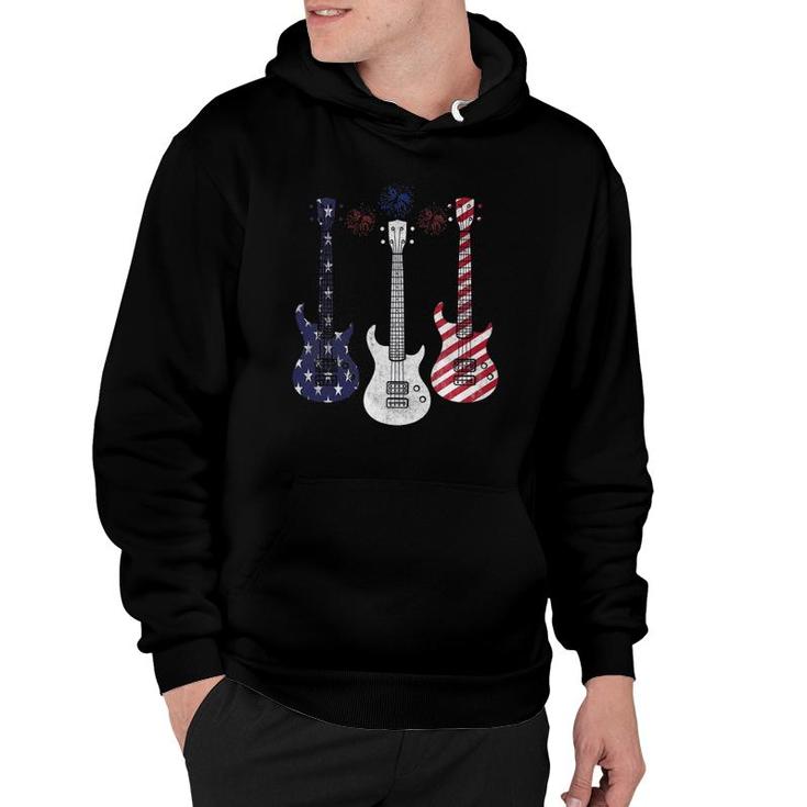 Bass Guitar Flag Usa 4Th Of July Independence Day Pattern Hoodie