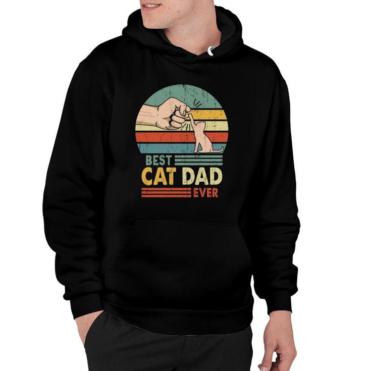 Best Cat Dad Ever Retro Vintage Paw Fist Bump Gift For Who Loves Cat Kitten Owners Hoodie