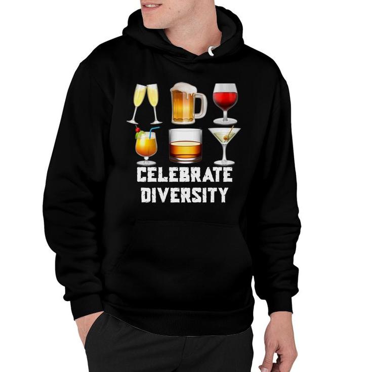 Celebrate Diversity Funny Beer Wine Alcohol Lover Hoodie