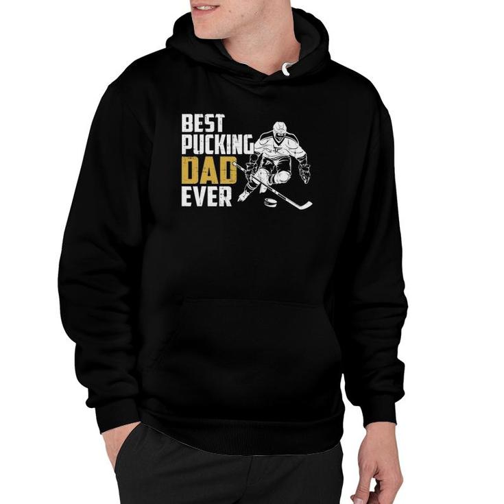 Mens Best Pucking Dad Ever Retro Ice Hockey Coach On Fathers Day