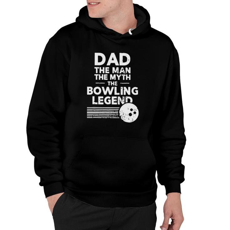 Dad The Man Myth Bowling Legend Retro Vintage Bowling Ball Stripes Fathers Day Bowlers Hoodie