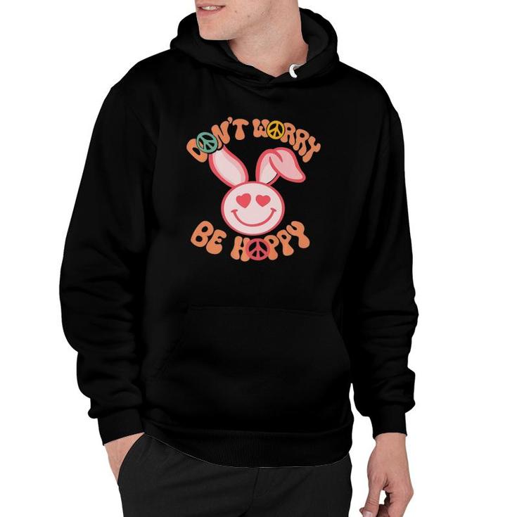Dont Worry Be Hoppy Easter Bunny Smile Face Heart Eyes Kids  Hoodie