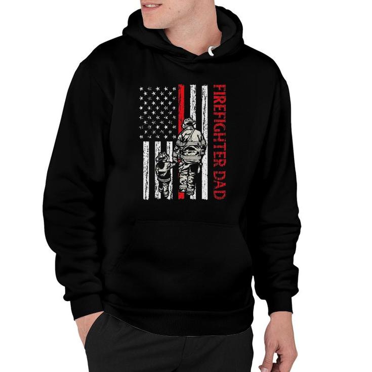 Firefighter Dad Fireman Usa Flag Thin Red Line Father Son Hoodie