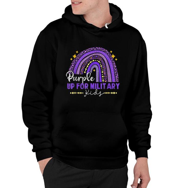Funny Rainbow Purple Up For Military Kids Month Ribbon  Hoodie