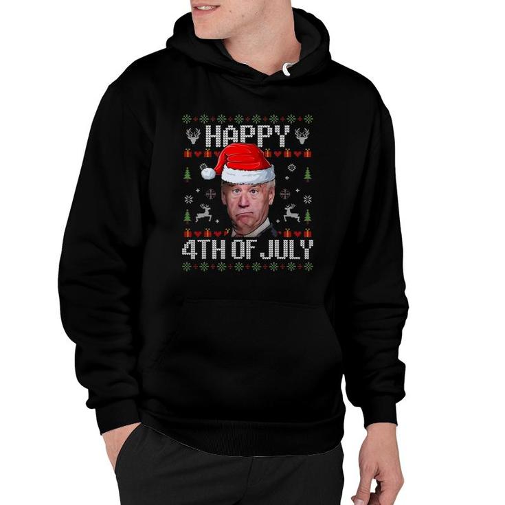 Funny Santa Joe Biden Happy 4Th Of July Ugly Christmas Xmas Hoodie