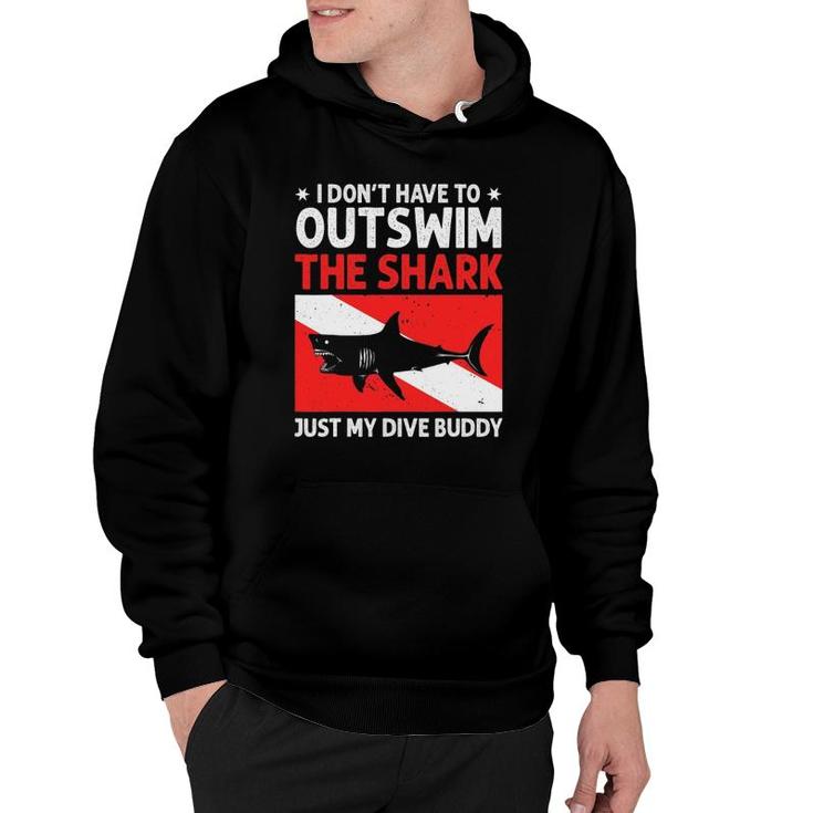 Funny Scuba Diving Design For Men Women Shark Diving Buddy Hoodie