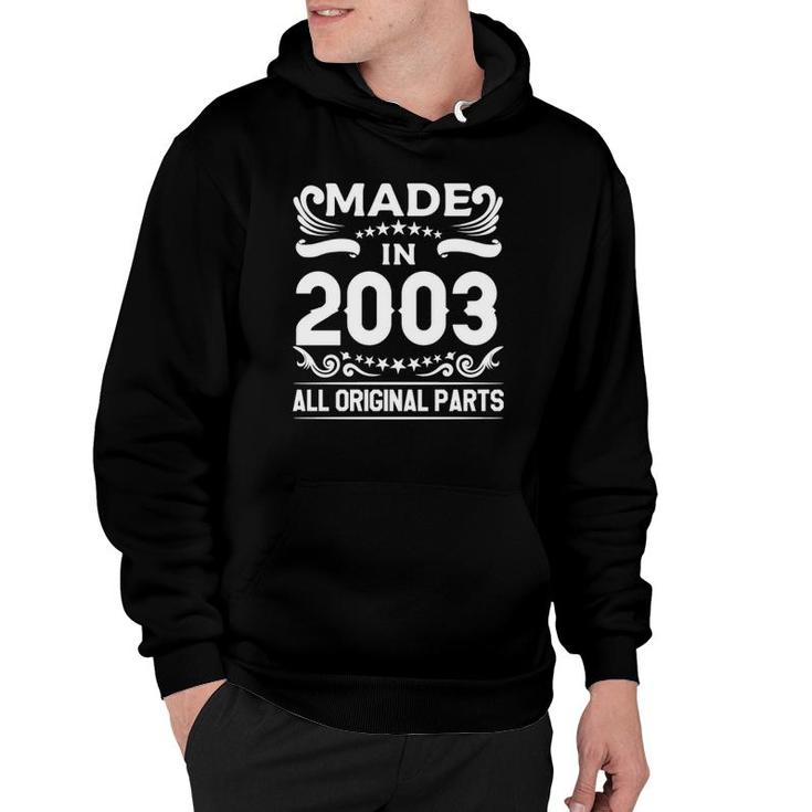 Gift For 19 Years Old Vintage Made In 2003 19Th Birthday Hoodie