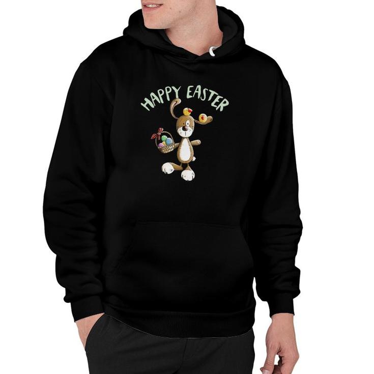 Happy Easter Bunny With Eggs Chicks And Basket Hoodie