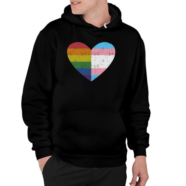 Heart With Rainbow And Transgender Flag For Pride Month Hoodie