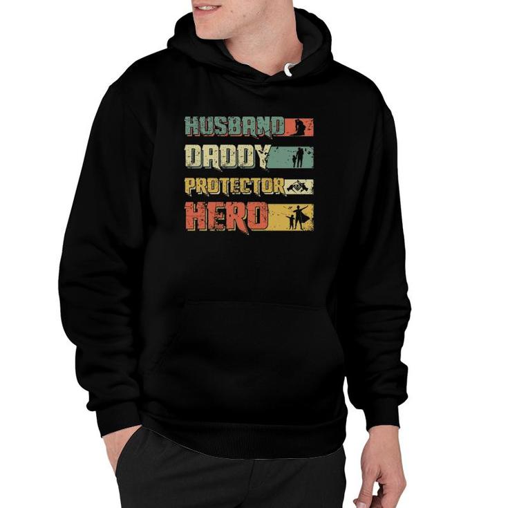 Husband Daddy Protector Hero Retro Vintage Fathers Day Hoodie