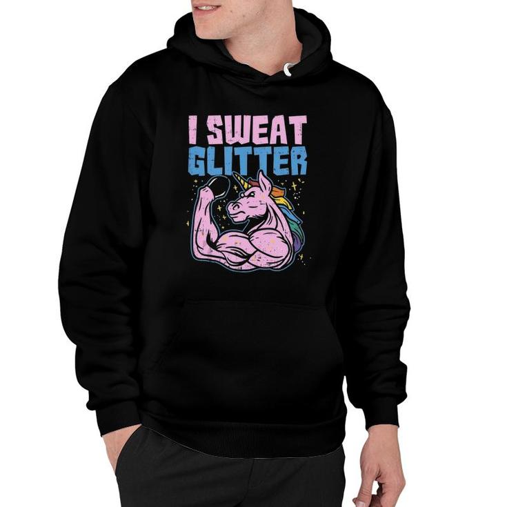 I Sweat Glitter Gym Unicorn Workout Motivational Fitness  Hoodie