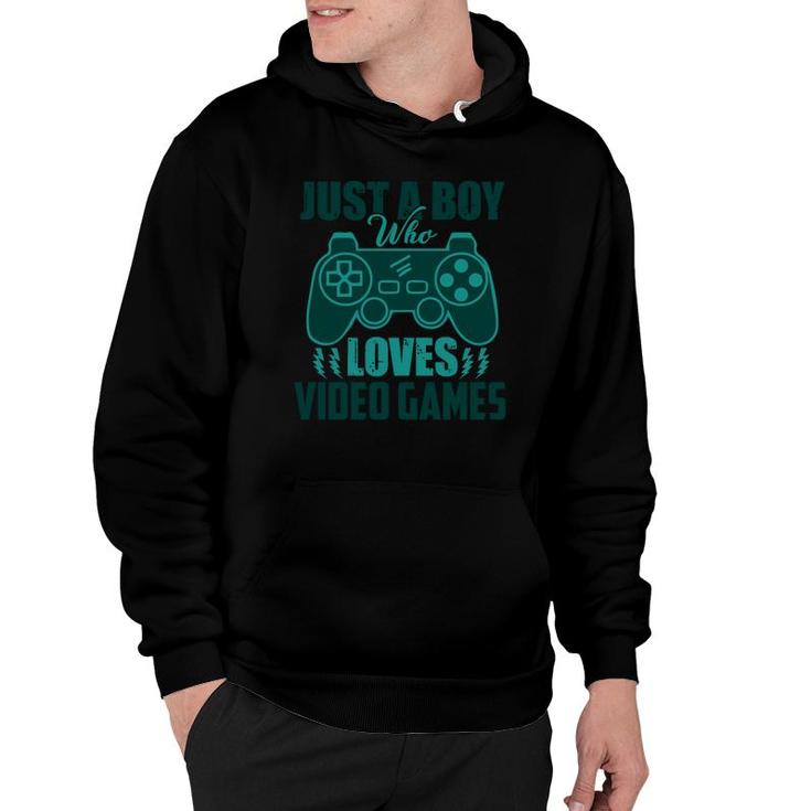 Just A Boy Loves Video Games Boy Matching Video Gamer Hoodie