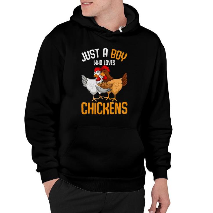 Just A Boy Who Loves Chickens Kids Boys Hoodie