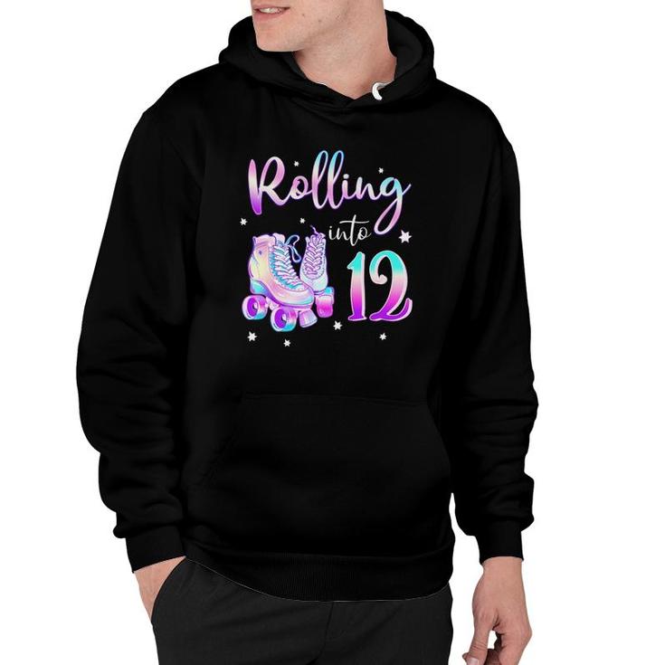 Kids 12 Years Old Birthday Girl Rolling Into 12Th Bday Theme Hoodie