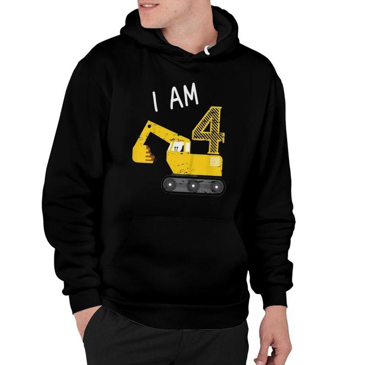 Kids Gift For Boys Construction Party Excavator 4Th Birthday Hoodie
