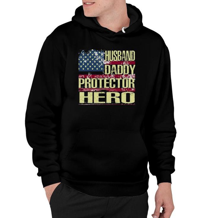 Mens Husband Daddy Protector Hero  Fathers Day Gift Hoodie