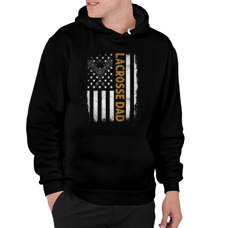 Mens Lacrosse Dadamerican Flag 4Th Of July Fathers Day Hoodie