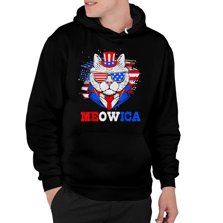 Meowica Patriotic Cat 4Th Of July Independent Day  Hoodie