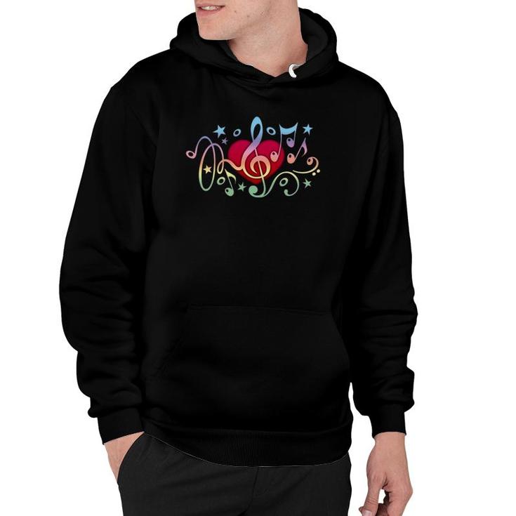 Music Heart Treble Clef Musical Notes Bass Sound Party Choir Hoodie
